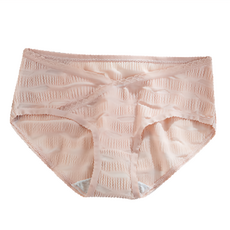 V腰梯型紋格蕾絲孕婦褲 - 少女粉/薄荷綠/清新灰 尼龍84%/彈性纖維16%, 2XL, 膚色