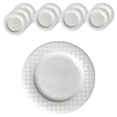 大同磁器 98型格紋平盤7吋 - 優質磁器 簡約設計 適用於各式菜餚, 98型格紋, 17.5 x 17.5 x 2cm, 10個