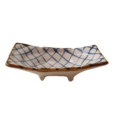 網目角形碟, 單柄耐熱5號陶瓷板, 日本製, 9cm長, 5.5cm寬, 2cm高, 20mL容量, 1個