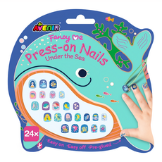 AVEnIR Kids 可重複童趣美甲貼 海洋世界 兒童安全美甲 24片, 1組