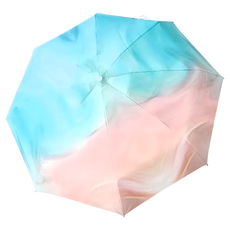 KissDiamond 夢幻星空漸層晴雨兩用黑膠自動傘 八骨自動漸變傘, 粉青色