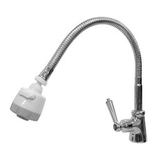 雙手萬能 鵝頸兩段出水檯面自由栓/立栓軟管龍頭 360度旋轉, 銀色