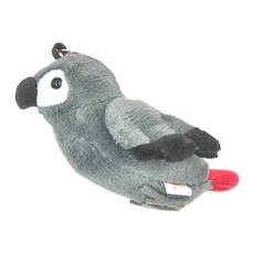 小鳥造型發聲吊飾, 聚酯纖維, 金屬, 塑膠(PVC), 6歲以上適用, 灰鸚鵡, 1個, 7cm