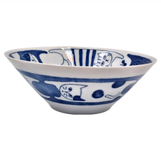 佐和陶瓷 7V皿 容量900mL 陶瓷材質 適用溫度-30°C~100°C, 藍繪四貓, 1個