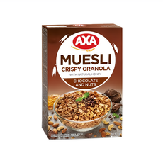 AXA 穀物麥片 巧克力堅果 口感酥脆香甜非油炸健康美味 天然蜂蜜添加 富含膳食纖維, 375g, 1盒