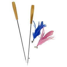 TRENY 可伸縮木柄羽毛鈴鐺逗貓棒 Set 2個