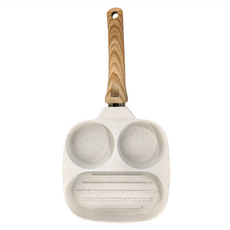 麥飯石三合一早餐煎鍋 (米白) 36x19x2cm 膠木手柄, 1個