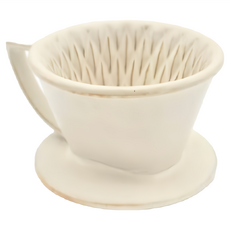 客噐 客氣 扇形切子濾杯 有把 陶瓷濾杯 菱形凸紋 台灣製, 牙白, 1個