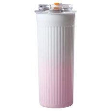 HIKARI 日光生活 不鏽鋼吸管咖啡杯 H242-1, 馬卡龍粉, 450ml, 1個