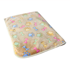 HISATO 法蘭絨寵物毛毯, L(104 x 76cm), 咖啡色骨頭, 1條