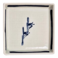 佐和陶瓷 正角碟 日本製 8.3 x 8.3 x 1.5 cm 容量60mL 陶瓷材質, 和山繪船, 1個