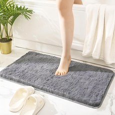 葉子小舖 吸水絨毛地墊 加厚長毛絨 (石墨灰) + TPE防滑底, 60 x 40cm