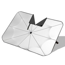 GMZ MOTORS 傘型遮陽板防撞墊後擋風玻璃型, 銀色 + 黑色, 1個