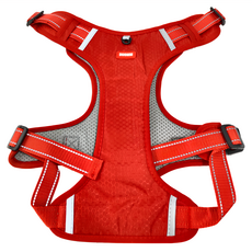 Duomm H型反光胸背帶 牛津布 一鍵鎖扣 夜間反光 尼龍編織 金屬D環 調節日扣 適用於貓咪 狗, XL, 紅色, 1個