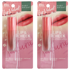 BABY BRIGHT 持久霧面絲絨唇釉 Pink Sakura 唇頰兩用, #06, 2.4g, 2件
