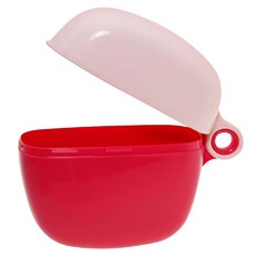 inomata 攜帶式圓形餅乾置物盒 PP TPE材質 耐熱溫度80°C 產地日本 尺寸13.7x5.4x10.8cm, 1個, 粉色