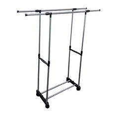 雙桿式伸縮曬衣架，不鏽鋼+PP材質，陽台/庭院/室內適用, JJ0105, 120 x 69 x 132cm