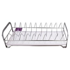 碟盤架 可抽拉式接水盤 適用於直徑大於21CM內的碟子 約容納9個盤子, 1層, 1個, 不鏽鋼