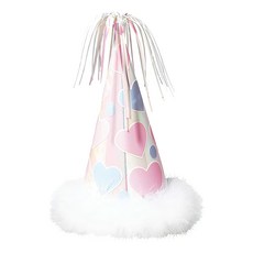 SUPER PARTY 派對城 Iridescent Hearts 派對帽 9吋 附彈性繩 成人及兒童皆適戴, 愛心, 1個