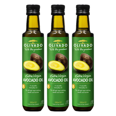 OLIVADO 特級冷壓初榨酪梨油 耐高溫 發煙點超過200℃ 優質不飽和脂肪酸來源 煎炒炸拌皆宜, 250ml, 3瓶