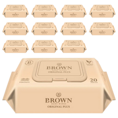 BROWN ORIGINAL PLUS濕紙巾, 20張, 12包, 洋甘菊