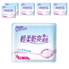 康乃馨 輕柔乾爽護墊 無香, 15cm, 30片, 6包