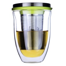 高鵬矽 耐熱玻璃瓶, 雙層隔熱設計, 附不鏽鋼濾網, 輕巧便攜, 1個