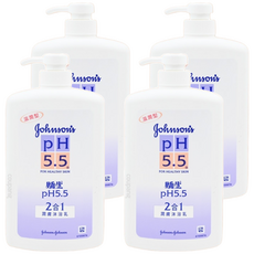 嬌生嬰兒 PH5.5 2合1潤膚沐浴乳 溫和潔膚配方 保濕滋潤 不含皂, 1L, 4瓶