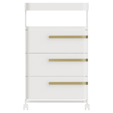 AOTTO 創意傢俱 免安裝輕奢床頭三層抽屜收納櫃 AC-216, 白色, 1個