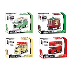 DECOOL 迷你賽車手系列 迴力車積木4款組合, 1組, 混色