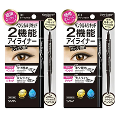 SANA 莎娜 New Born 柔和兩用眼線筆 2合1眼線膠與眼線液, 濃厚黑, 2支