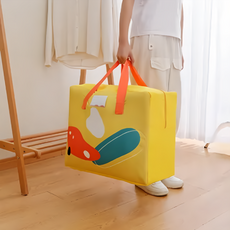 E.City 大容量卡通衣被搬家打包收納袋 70x50x29cm 高密度牛津布, 黃色, 1個