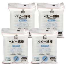 西松屋 Smart Angel 嬰兒棉棒 黏著型 日本製, 60支, 4包