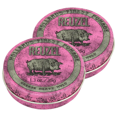 REUZEL 粉紅豬超強髮油 Pink Pomade Grease, 輕鬆塑造男士油頭造型, 35g, 2件