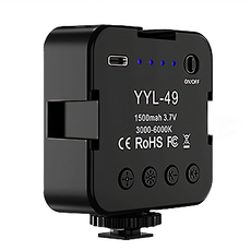 OMG 迷你方形LED手機單反微單相機攝影補光燈 直播自拍柔光燈 充電款 黑色, YYL-49, 1個