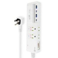 aibo GaN氮化鎵 3開4插 高溫斷電智慧PD65W超閃充USB延長線 CC-PLD-105, 1.8m, 1條, 白色