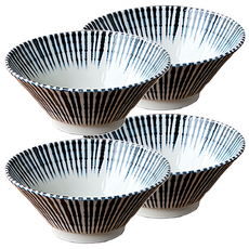 NICOTT Santori 小型麵碗 優質陶瓷材質 樸實自然圖騰, 混合顏色, 4個