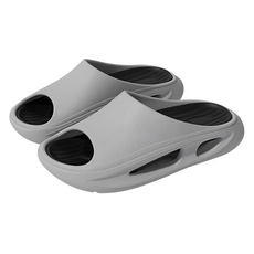 鏤空減震舒壓運動拖鞋 EVA材質, 灰黑色, 36-37