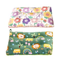 100%純棉可水洗兒童枕頭, 花朵獨角獸 + 獅子咘咘車, 尺寸28x43公分
