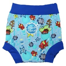 Splash About Happy Nappy 游泳尿布褲 魚/皇家藍色 適合3-8個月大的寶寶, M(6~11kg), 1件