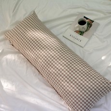 wooree&deco 格紋方形長抱枕套, 淺褐色的