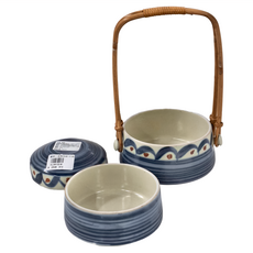 藍彩二重蓋物組, 陶瓷材質, 適用溫度-30°C~100°C, 日本產, 1個