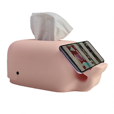 北歐創意矽膠鯨魚面紙盒 26x14x12cm, 粉色, 1個