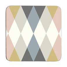 Premier 方形軟木杯墊 120g, 幾何 多色, 1組