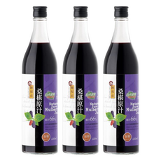 陳稼莊 桑椹原汁 加糖 600ml*3瓶 (天然桑椹原汁、健康飲品、台灣製造)