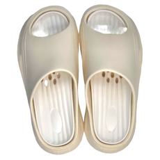 鏤空減震舒壓運動拖鞋 EVA材質 加厚雙重底, 38/39, 米白色