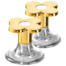 日本小花 馬桶按鍵 Set 2入, 花朵形狀, ABS材質, 鍍銀設計, 防水防污, 無痕黏貼, 金色