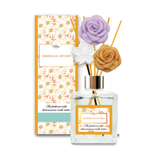 QiMart 春夏款珪藻土擴香瓶，精油擴散器，空氣清新劑，含珪藻土藤條, 英國小蒼蘭, 1件, 200ml