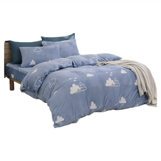 Ishur 伊舒爾 法蘭絨兩用毯被床包四件組 100%聚酯纖維, 微笑山丘, 床包180 x 186cm + 被套210 x 180cm + 枕頭套75 x 45cm 2件