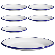 TATUNG 大同磁器 琺瑯四格餐盘, 純白色(深藍邊), 不適用, 6個